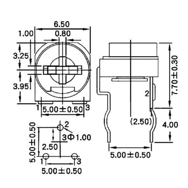 โพเทนชิโอมิเตอร์ ​​ตัวต้านทาน R ปรับค่า VR เกือกม้า Trimpot Potentiometer 101 ถึง 504 #RM065 แนวตั้ง (1 ตัว) - Image 3