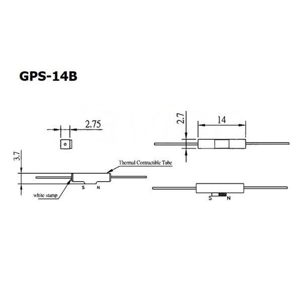 Reed Switch สวิทช์ แม่เหล็ก กันสั่นสะเทือน Magnetic Switch Anti Vibration หน้าสัมผัส NC #GPS-14B (1 ตัว) - Image 5