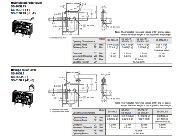 ไมโครสวิทช์ สวิทช์ Omron มินิสวิทช์ Subminiature Micro Switch 3 ขา SPDT **ของแท้** #SS-10 Series Omron (1 ตัว) - Image 6