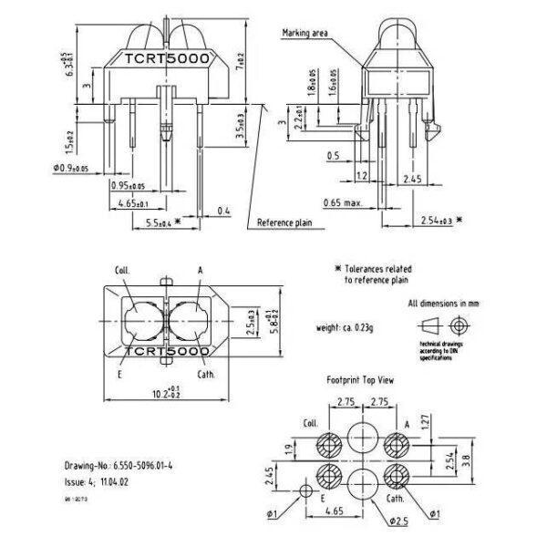 เซนเซอร์ สวิตช์ โฟโตอิเล็กทริก สะท้อนแสง Infrared Optical Sensor Photoelectric Switch IR Sensor #TCRT5000 (1 ตัว) - Image 6