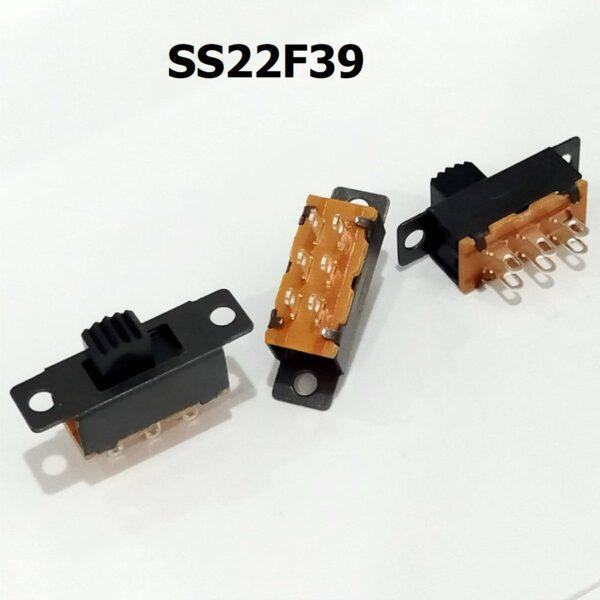 สวิทช์ Slide switch สวิทช์เลื่อน Toggle switch 6 ขา ขนาด 7.5x23.2mm #สวิทช์เลื่อน (6ขา,SS22F39) (1 ตัว)