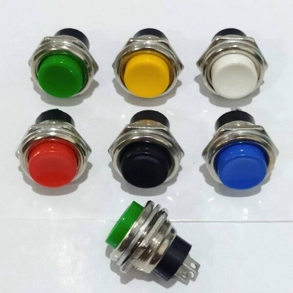 สวิทช์ กดติด-ปล่อยดับ ปุ่มกด รีเซ็ต No lock Reset Switch Push Button Switch 2 ขา 16mm #DS-212 (1 ตัว)