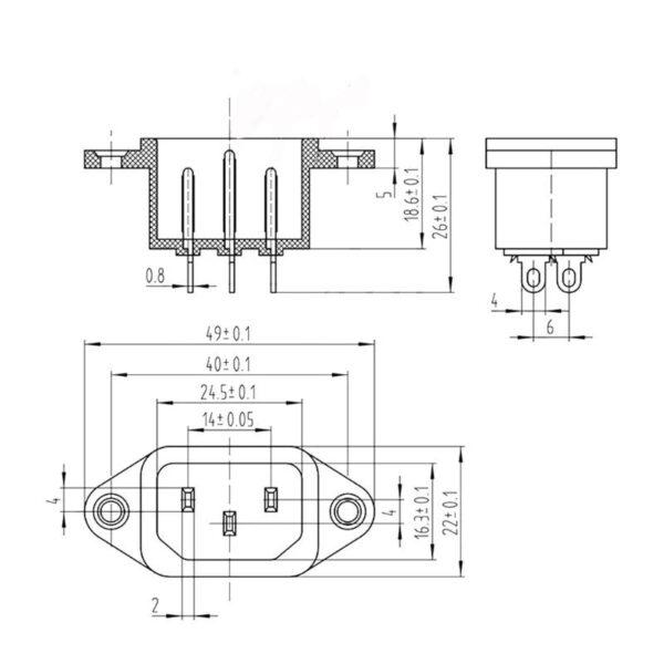 ปลั๊ก ขั้วปลั๊ก ปลั๊กเสียบ เต้ารับ เต้าเสียบ ซ็อคเก็ต Inlet AC Power Plug Socket #AC-04 (1 ตัว) - Image 4