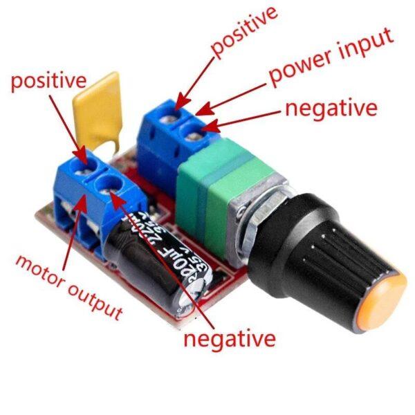 ชุดควบคุม ปรับความเร็ว พัดลม มอเตอร์ 3V-35V 5A PWM DC 3V 6V 12V 24V 35V หรี่แสง หลอดไฟ LED ได้ #3-35VDC (Mini) (1 ตัว) - Image 4