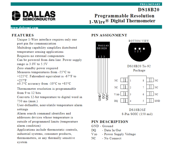 เซ็นเซอร์ วัดอุณหภูมิ แบบดิจิตอล ไอซี IC Digital Thermometer Temperature Sensor DS18B20 18B20 #DS18B20-IC (1 ตัว) - Image 5