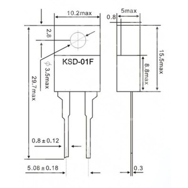 สวิทช์ ความร้อน เทอร์โมสตัท Temperature Switch Thermostat KSD TO-220 หน้า NC 40°C ถึง 130°C #KSD-01F D (1 ตัว) - Image 3