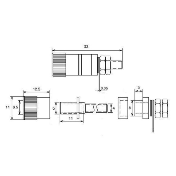 (2ตัว=แดง1+ดำ1) แจ็คกล้วย ซ็อคเก็ต ขั้วต่อ แจ็คลำโพง Socket Banana Jack Terminal Binding Post #JS-910B (ยาว-ผอม) - Image 4