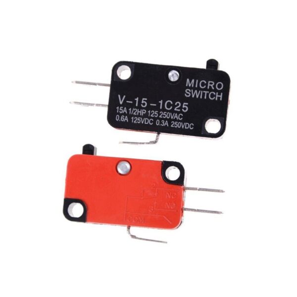 ไมโครสวิทช์ สวิทช์ ลิมิตสวิทช์ Micro Switch Limit Switch 3 ขา 15A 250V #V-15-1C25 MS ดำ-แดง (1 ตัว)