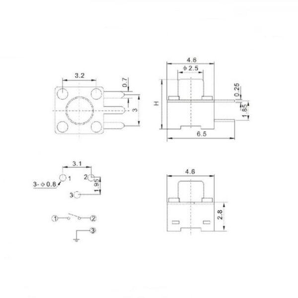 สวิทช์ กดติด-ปล่อยดับ ปุ่มกด DIP Push Button Switch ไมโครสวิทช์ TACT Switch #D2P 4.5x4.5xHmm กดข้าง (1 ตัว) - Image 3