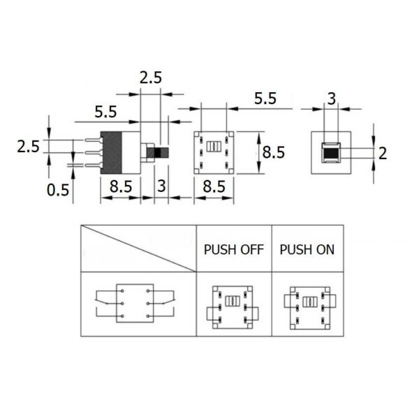 สวิทช์ กด ปุ่มกด Push button TACT Switch 6 ขา ขนาด 8.5x8.5x14mm #TD6P-A (1 ตัว) - Image 3