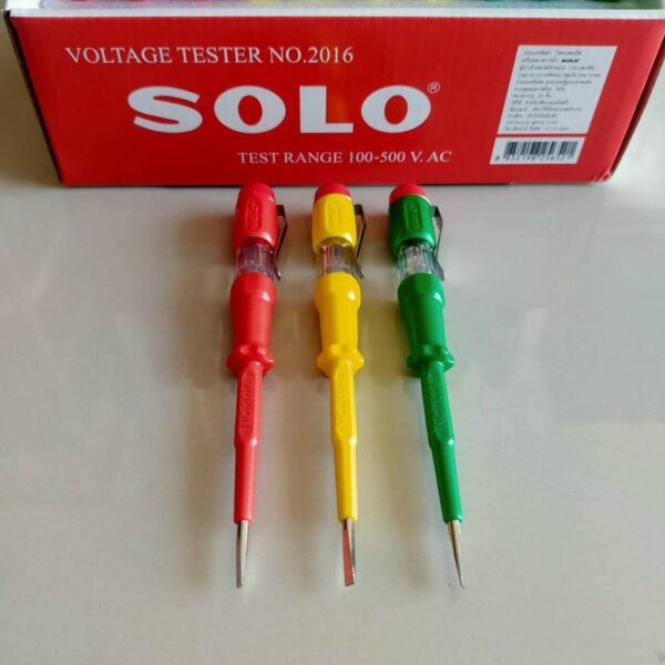 ไขควง เช็คไฟ เทสไฟ ลองไฟ วัดไฟ เช็คแลมป์ Voltage Tester SOLO ของแท้ #NO.2016 คละสี (1 ตัว) - Image 2