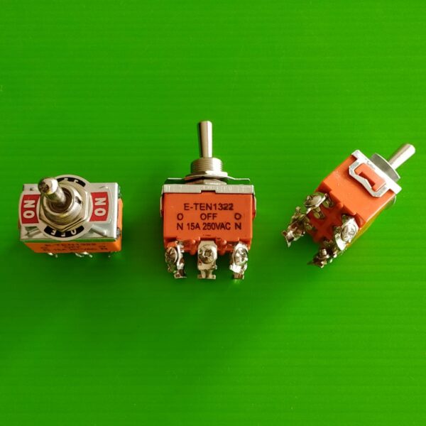 สวิทช์ สวิทช์โยก สลับ Toggle Switch 6 ขา (2 ขั้ว 2 ทาง) ON-OFF-ON 15A 250V #E-TEN1322 (1 ตัว)