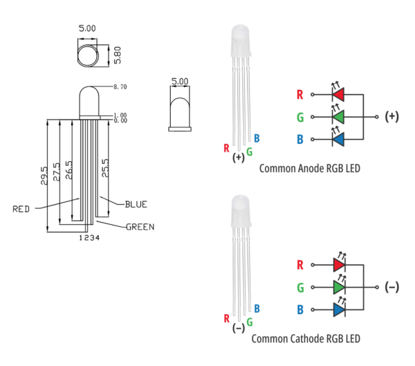 LED RGB ไดโอดเปล่งแสง แดง เขียว น้ำเงิน Tri-Color Emitting Diode 4pin 5mm #LED RGB (1 ตัว) - Image 4