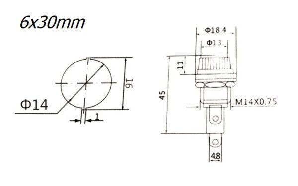 ฐานฟิวส์ ซองฟิวส์ กล่องฟิวส์ กระบอกฟิวส์ ฟิวส์ ปลั๊กไฟ ตู้ไฟ Fuse Holder 10A 250V #ฐานฟิวส์ 6x30mm (1 ตัว) - Image 3