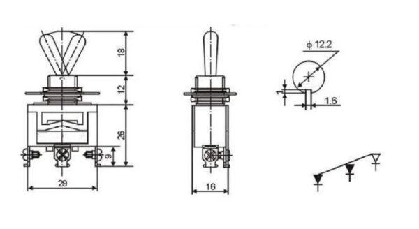 สวิทช์ โยก สลับ Toggle Switch 3 ขา (1 ขั้ว 2 ทาง) ON-ON 15A 250V #E-TEN1121 (1 ตัว) - Image 3