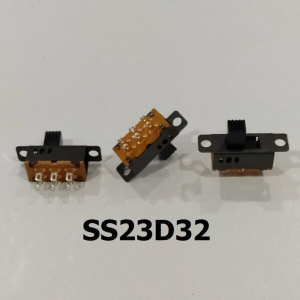 สวิทช์ Slide switch Toggle switch สวิทช์เลื่อน 6 ขา ขนาด 7.7x23.3mm #สวิทช์เลื่อน (6 ขา, SS23D32) (1 ตัว)