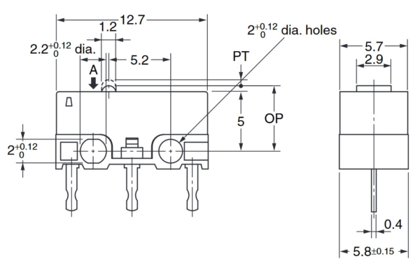 สวิทช์ เมาส์ ลิมิต ไมโครสวิทช์ Mini Micro Switch Mouse Printer Limit Switch 3 ขา 1A 125V #สวิทช์เมาส์ KW10 (1 ตัว) - Image 3