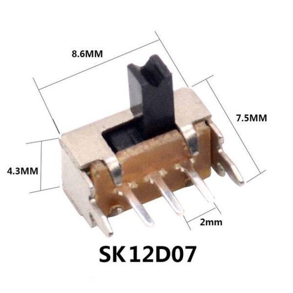 สวิทช์ เลื่อน Slide switch Toggle switch 3 ขา ขนาด 4.3x8.6mm #สวิทช์เลื่อน (3ขา,SK12D07) (1 ตัว) - Image 2