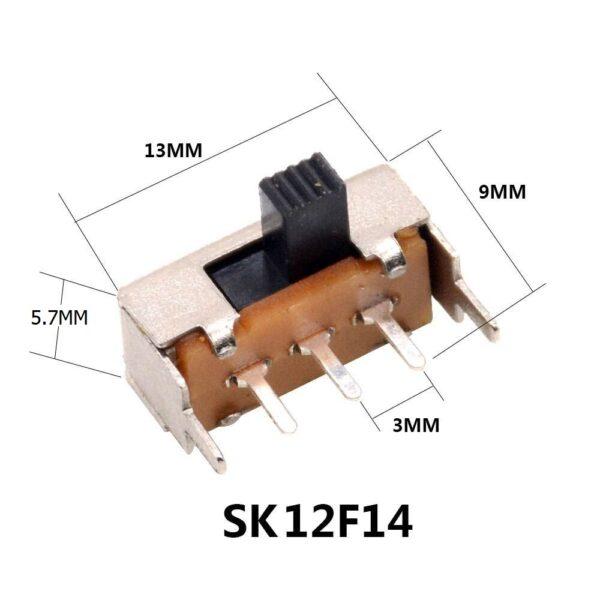 สวิทช์ เลื่อน Slide switch Toggle switch 3 ขา ขนาด 5.7x13mm #สวิทช์เลื่อน (3ขา,SK12F14) (1 ตัว) - Image 2