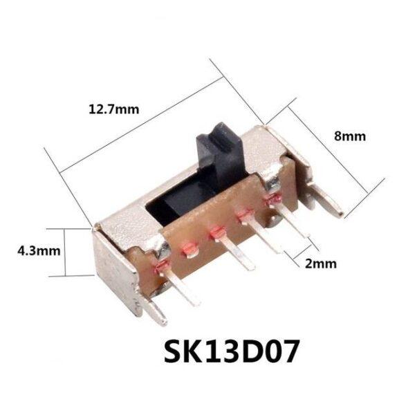 สวิทช์ เลื่อน Slide switch Toggle switch 4 ขา ขนาด 4.3x12.7mm #สวิทช์เลื่อน (4ขา,SK13D07) (1 ตัว) - Image 2