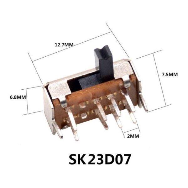 สวิทช์ เลื่อน Slide switch Toggle switch 8 ขา ขนาด 6.8x12.7mm #สวิทช์เลื่อน(8ขา,SK23D07) (1 ตัว) - Image 2