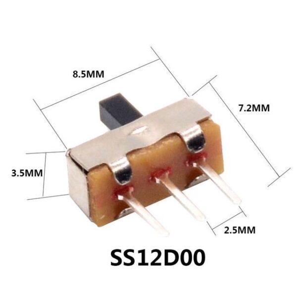 สวิทช์ เลื่อน Slide switch Toggle switch 3 ขา ขนาด 3.5x8.5mm #สวิทช์เลื่อน 3 ขา SS12D00 (1 ตัว) - Image 2