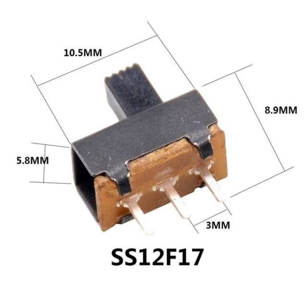 สวิทช์ เลื่อน Slide switch Toggle switch 3 ขา ขนาด 5.8x10.5mm #สวิทช์เลื่อน (3ขา,SS12F17) (1 ตัว) - Image 2