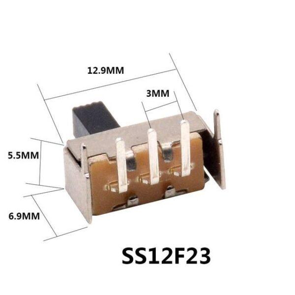 สวิทช์ เลื่อน Slide switch Toggle switch 3 ขา ขนาด 5.5x12.9mm #สวิทช์เลื่อน (3ขา,SS12F23) (1 ตัว) - Image 2