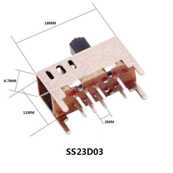 สวิทช์ เลื่อน Slide switch Toggle switch 8 ขา ขนาด 6.5x16mm #สวิทช์เลื่อน(8ขา,SS23D03) (1 ตัว) - Image 2