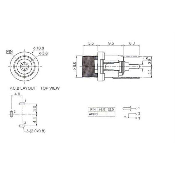 หัวแจ็ค 5.5x2.1mm แจ็ค ตัวเมีย DC Jack ปลั๊ก DC แจ็ค DC ตัวต่อ ดีซีแจ็ค Socket #แบบ B-2.1 (1 ตัว) - Image 2