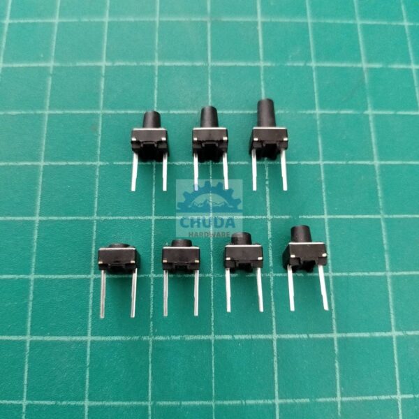 สวิทช์ Push Button Switch สวิทช์ปุ่ม กดติด-ปล่อยดับ TACT Switch #DIP 2 ขา 6x6xHmm กดบน (1 ตัว)