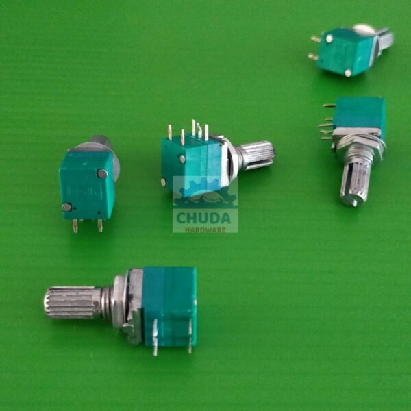 โพเทนชิโอมิเตอร์ Potentiometer วอลลุ่ม ไฟฉาย VR ปรับค่า 5 ขา B1K ถึง B500K #5 ขา เขียว (1 ตัว)