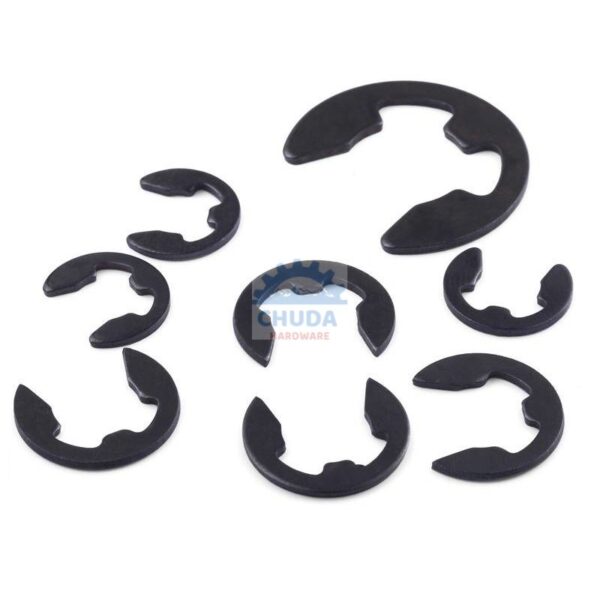 E clip คลิปล็อค แหวนล็อค กิ๊ปล็อค แกน เกือกม้า Circlip External Ring เบอร์ M1.2 ถึง M22 #ดำ (1 ตัว)