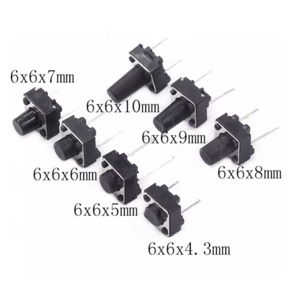 สวิทช์ Push Button Switch สวิทช์ปุ่ม กดติด-ปล่อยดับ TACT Switch #DIP 2 ขา 6x6xHmm กดบน (1 ตัว) - Image 2