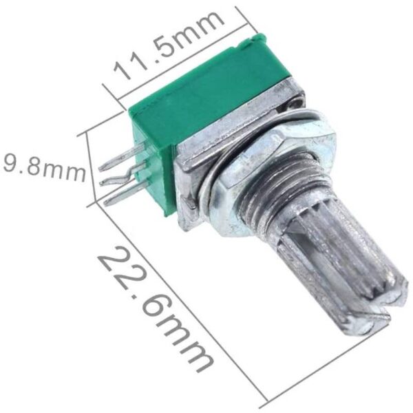โพเทนชิโอมิเตอร์ 3 ขา Potentiometer วอลลุ่ม VR ปรับค่า ตัวต้านทาน 3 ขา B5K ถึง B500K #3 ขา เขียว (1 ตัว) - Image 2