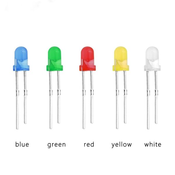 (5 ตัว) หลอด ไฟ LED ไดโอดแปล่งแสง สีขาว สีเหลือง สีแดง สีเขียว สีฟ้า DIY LED 3mm 5mm #แบบ A - Image 2