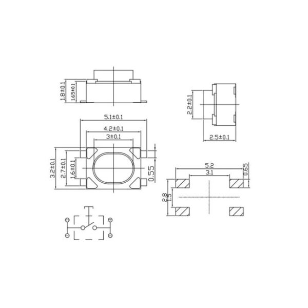 สวิทช์ ปุ่มกด SMD Push Button Switch TACT Switch กดติด-ปล่อยดับ SMD 4 ขา 3x4x2.5mm #TST3425 (1 ตัว) - Image 3