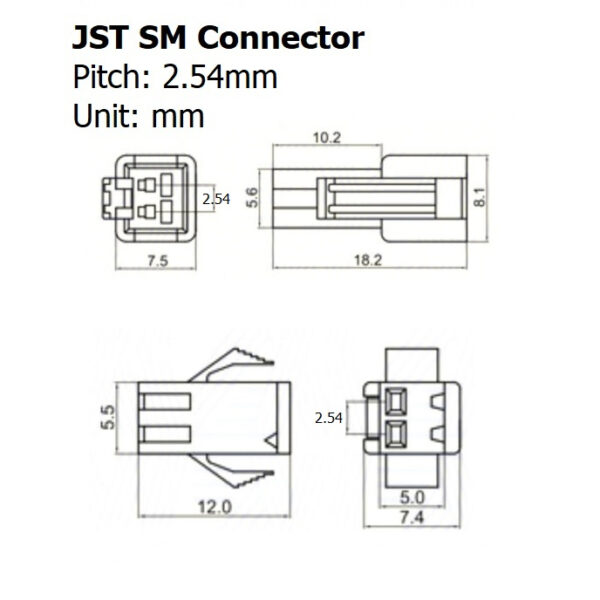 (1 ชุด) สาย JST สายปลั๊ก Plug สายแบต รถไฟฟ้า ตัวผู้ ตัวเมีย รุ่น SM2.54 2P ยาว 15cm #แบบ B 15cm - Image 3