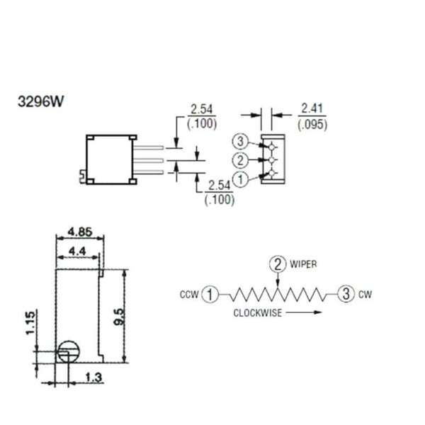 โพเทนชิโอมิเตอร์ ​​Potentiometer 3296 3296W เบอร์ 101 ถึง 504 #3296W (1 ตัว) - Image 4