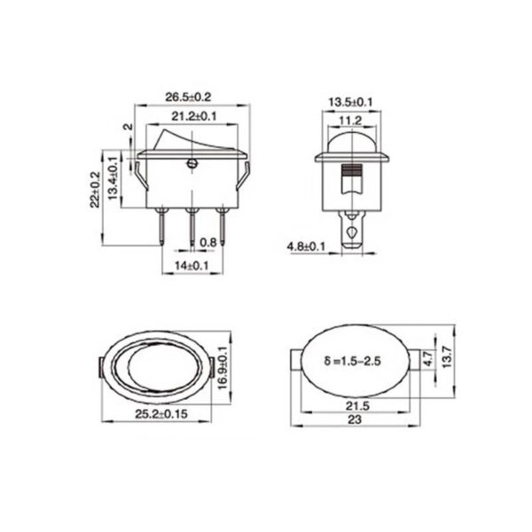 สวิทช์ วงรี รูปไข่ เปิด-ปิด กระดก Rocker Switch 2 ขา 3 ขา 6A 250V #สวิทช์วงรี (1 ตัว) - Image 5