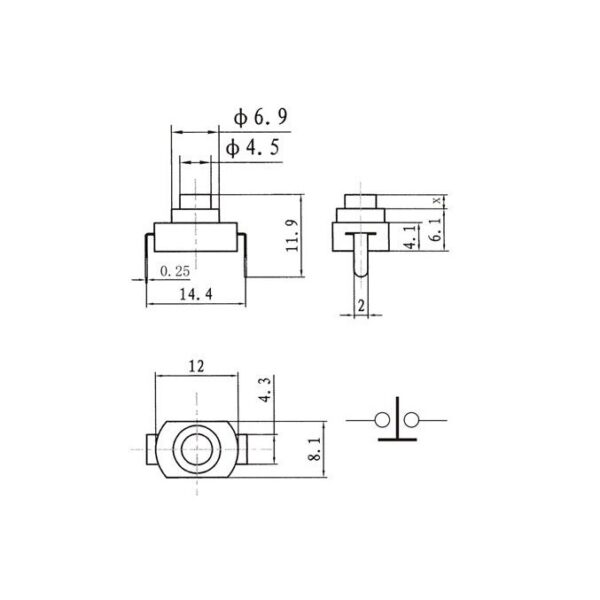 สวิทช์ ปุ่มกด ไฟฉาย Flashlight Switch ON-OFF DIP 2 ขา 12x8x8mm กดบน #1208YD #1288BM #KAN-15 (1 ตัว) - Image 6