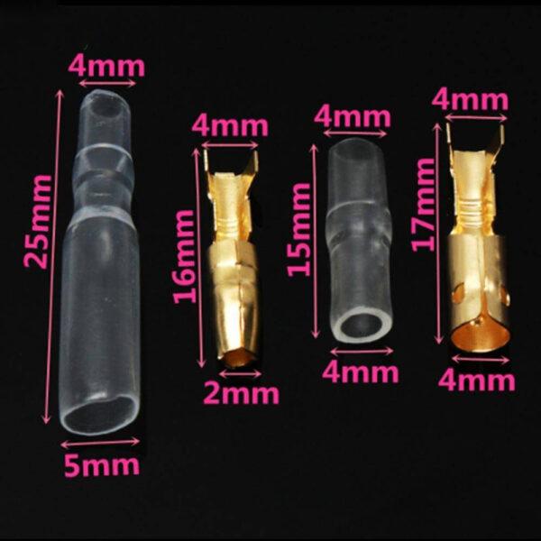 (5 ชุด) หัวต่อสาย ตัวผู้ ตัวเมีย หางปลา กลม ปลอกยาง หัวกลม 4mm #MBC+FBC ทองเหลือง - Image 2