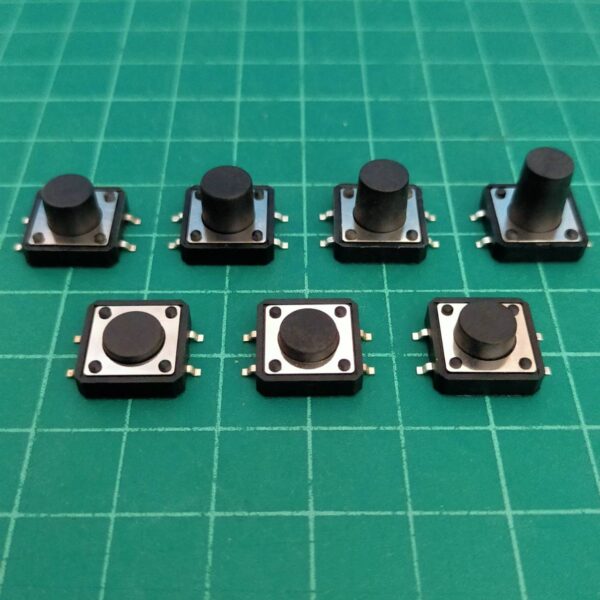 สวิทช์ ปุ่มกด SMD Push Button Switch ไมโครสวิทช์ TACT Switch กดติด-ปล่อยดับ #S4P 12x12xHmm (1 ตัว)