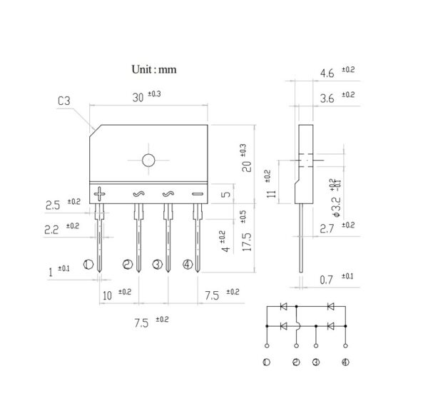 วงจรเรียงกระแส ไอซี ไดโอดบริดจ์ ไดโอดเรียงกระแส บริดจ์เรคติไฟร์ Diode Bridge Rectifier IC #D15XB Series (1 ตัว) - Image 5