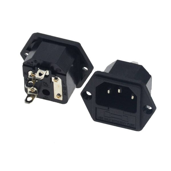 ขั้วปลั๊ก เต้ารับ ติดแท่น เต้าเสียบ ปลั๊ก ฐานฟิวส์ Plug IEC 60320 C14 3 ขา 10A 250V ***แถมฟิวส์ 10A*** #AC-03 (1 ตัว) - Image 2