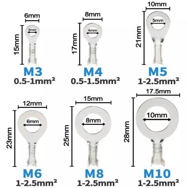 (5 ตัว) หางปลา กลม ขั้วเปิด ทองเหลือง รถยนต์ Crimp Terminal M3 M4 M5 M6 M8 M10 #DJ431-S - Image 3