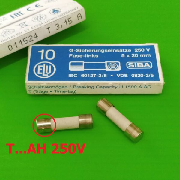 ฟิวส์ Ceramic Fuse เซรามิค Cylindrical Miniature Fuse-links Time-lag Siba GZ Series #C5x20T-SIBA (1 ตัว) - Image 2