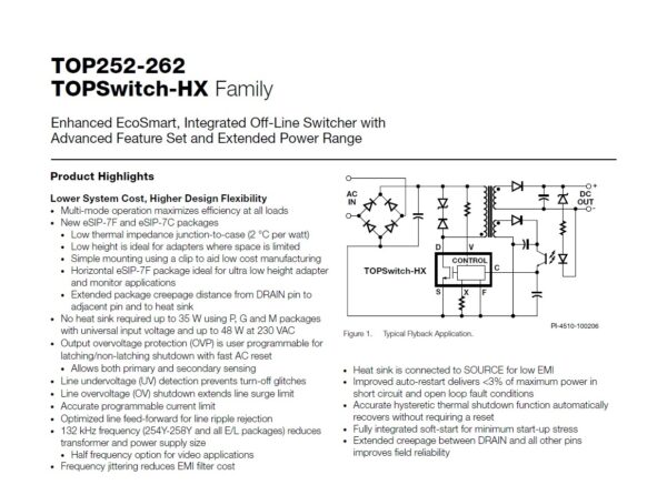 IC Switcher ไอซี ภาคจ่ายไฟ TOPSwitch-HX Family TOP252PN TOP253PN TOP254PN TOP255PN TOP256PN TOP258PN #DIP-8C (1 ตัว) - Image 6