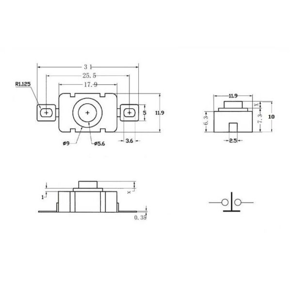 สวิทช์ ปุ่มกด ไฟฉาย Switch กดติด-กดดับ ON-OFF Flashlight Switch SMD 2 ขา 18x12x10mm #KAN-28 (1 ตัว) - Image 7