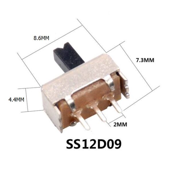 สวิทช์ เลื่อน Slide switch Toggle switch 3 ขา ขนาด 4.4x8.6mm #สวิทช์เลื่อน(3ขา,SS12D09) (1 ตัว) - Image 2